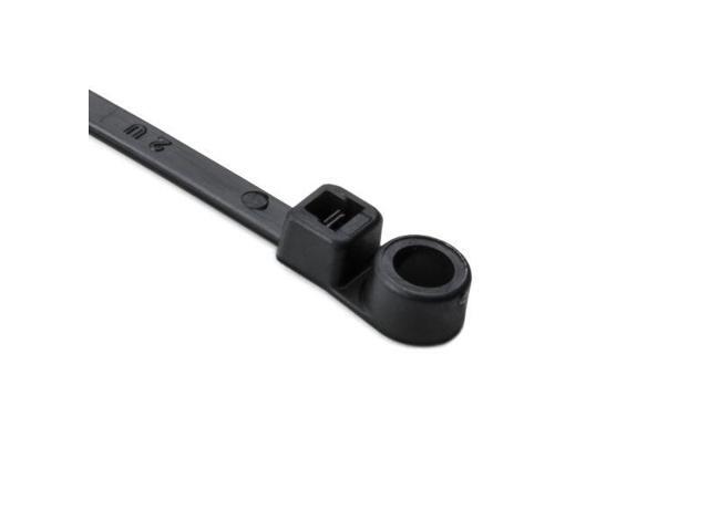 HellermannTyton T30MR0M4 Screw-Mount Cable Tie, 6.3' Long, #8 Screw, 1.3' Max Bundle Dia, 30lb, PA66, Black, 1000/pkg