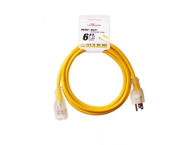 16/3 6 ft. SJTW Lighted End Heavy Duty Extension Cord