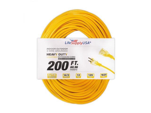 14/3 200ft SJTW Lighted End 13 AMP, 125V, 1625 Watt Heavy Duty Extension Cord (200 feet)