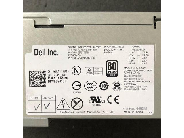 Dell Optiplex 3010 7010 9010 390 250W Power Supply 6MVJH K2H58 FY9H3 HY6D2 G4V10