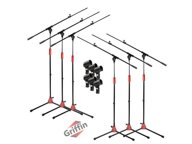 Microphone Boom Stand with Mic Clip Adapter (Pack of 6) by GRIFFIN Adjustable Holder Mount For Studio Recording Accessories, Singing Vocal...