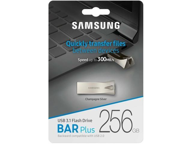 Samsung MUF-256BE3/EU MAI 256GB USB 3.1 Flash Drive r300MB/s Samsung Bar Plus Champagne Silver Metal Casing Retail