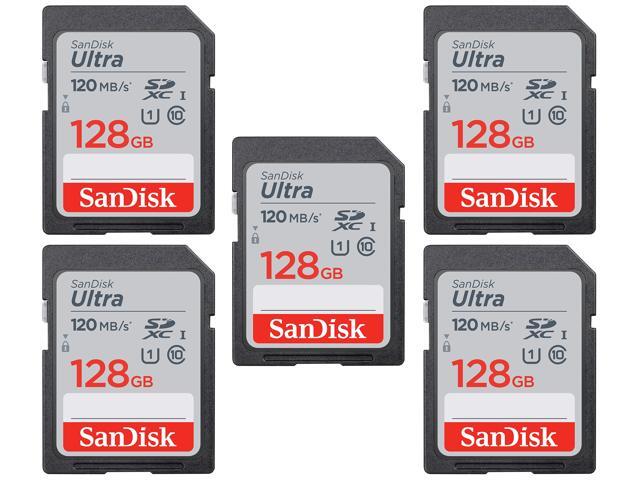 SanDisk Kit of Qty 5 x SanDisk Ultra 128GB SDXC SDSDUN4-128G-GN6IN with Cases