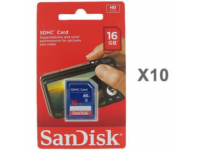 SanDisk Kit of Qty 10 x Sandisk 16GB SDHC SDSDB-016G-B35 Card