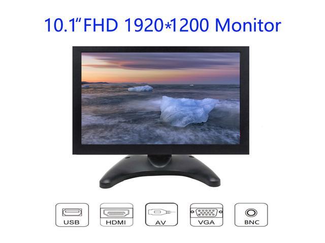 10 inch Monitor FHD 1920x1200 IPS Display with Video Audio VGA AV BNC USB HDMI for CCTV Camera PC DVD Laptop