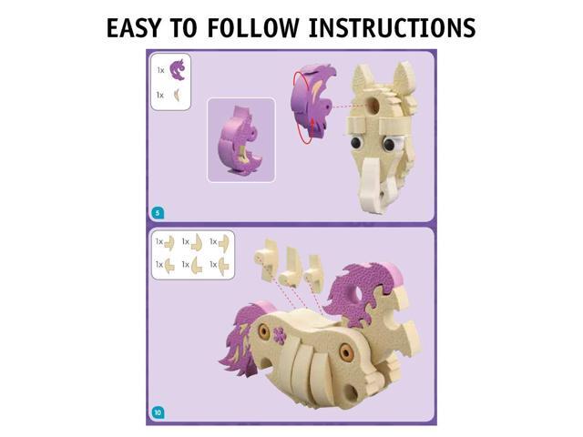 Bloco Toys Build-a-Friend Ponies Kit - Educational STEM Toy - Equestrian Animal Horses - DIY Interlocking Foam Building Block Construction Set (191...