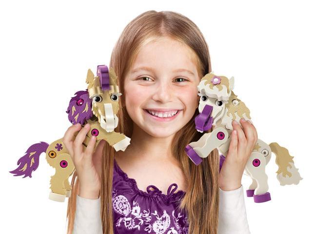 Bloco Toys Build-a-Friend Ponies Kit - Educational STEM Toy - Equestrian Animal Horses - DIY Interlocking Foam Building Block Construction Set (191...