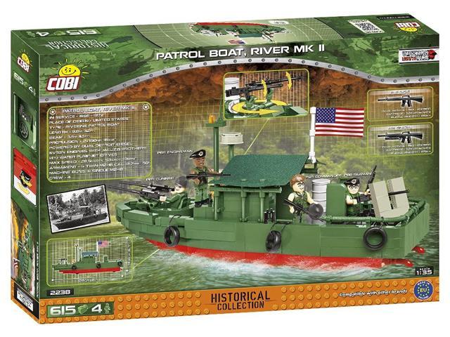 COBI TOYS Historical Collection Vietnam War Riverine PBR Patrol Boat River MK II Ship - Model Interlocking Building Block Set # 2238