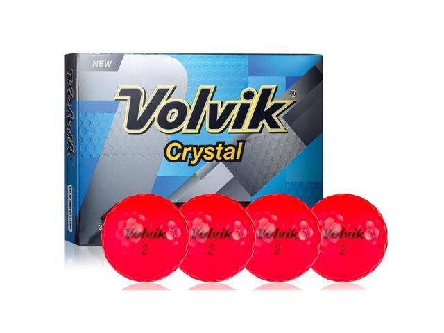 Volvik Crystal Golf Balls Super Glossy Semi-Transparent Cover Consistent Flight & Control 1 Dozen Red Balls