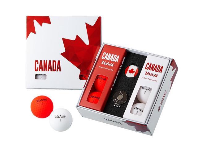 Volvik Canada 2.0 Pack With Hat Clip Ball Marker 6 Golf Ball Pack Maple Leaf Limited Edition Matte Finish Red & White Colors Includes Maple...