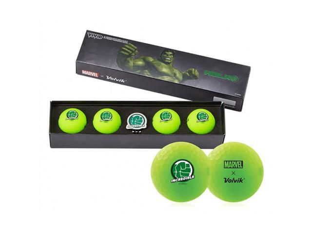 Volvik Marvel The Incredible Hulk Super Hero Golf Balls 4-Pack with Ball Marker High-Performance 3-Piece Ball Matte Finish & Vibrant Colors