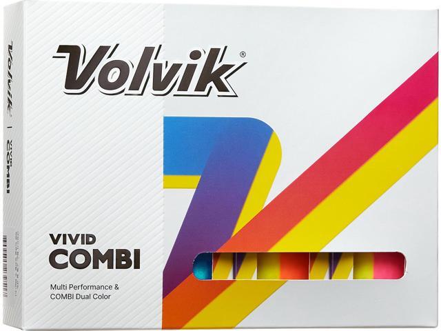Volvik Vivid Combi Golf Balls Assorted Colors - Dual Colored Balls - V-SF Matte Finish Coating - 1 Dozen