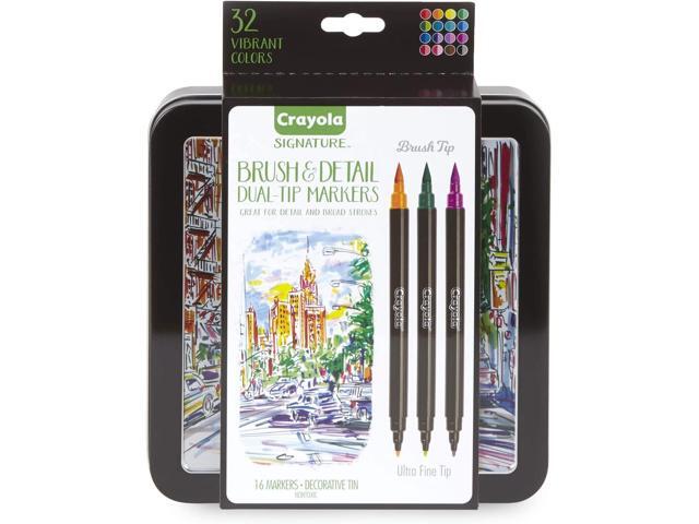 Crayola Markers Dual-Ended w/Brush & Ultra-fine Tips 16/CT AST 586501