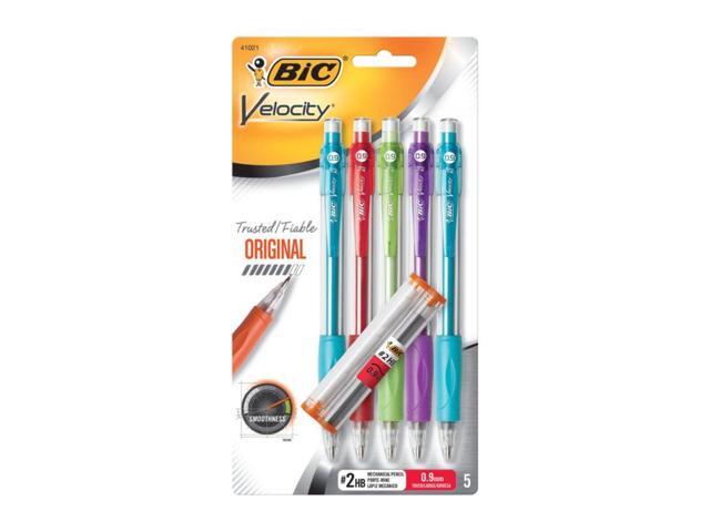 Bic Mechanical Pencil Refillable Rubbergrip .9mm 5/PK Assorted MVP51