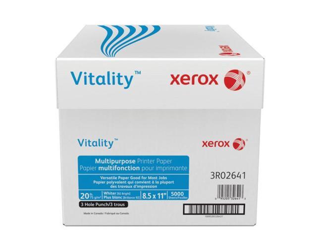 Xerox 3R02641 Vitality Multipurpose Printer Paper, 8.5 x 11' 3 Hole Punch, 75 GSM, 92 Brightness, 90 Opacity, 20 lb - 1 Carton (5000 Sheets)