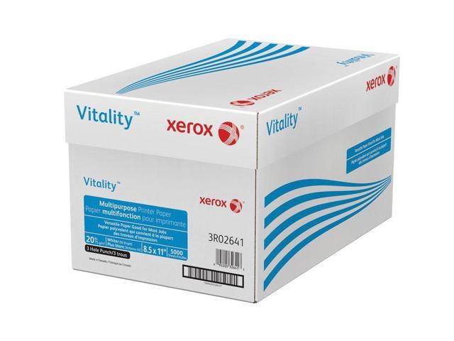 Xerox 3R02641 Vitality Multipurpose Printer Paper, 8.5 x 11' 3 Hole Punch, 75 GSM, 92 Brightness, 90 Opacity, 20 lb - 1 Carton (5000 Sheets)