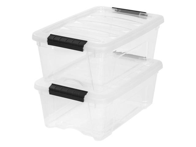 IRIS Latch Plastic Storage Bin, 12.95 Qt, 16 1/2' x 11' x 6 1/2', Clear