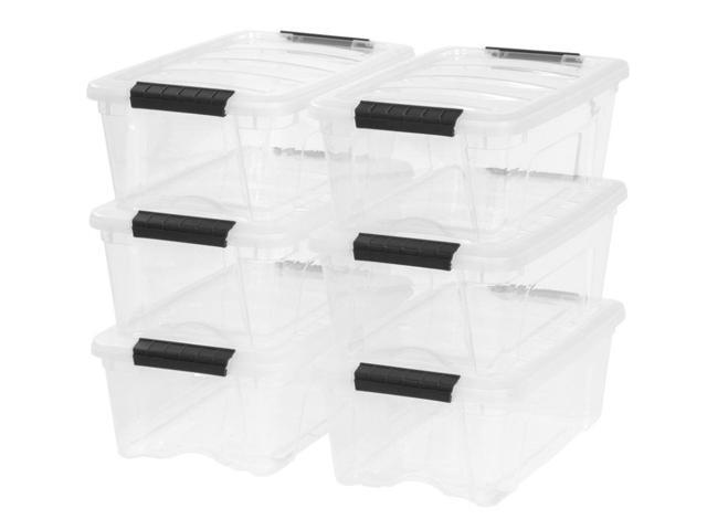 IRIS Latch Plastic Storage Bin, 12.95 Qt, 16 1/2' x 11' x 6 1/2', Clear