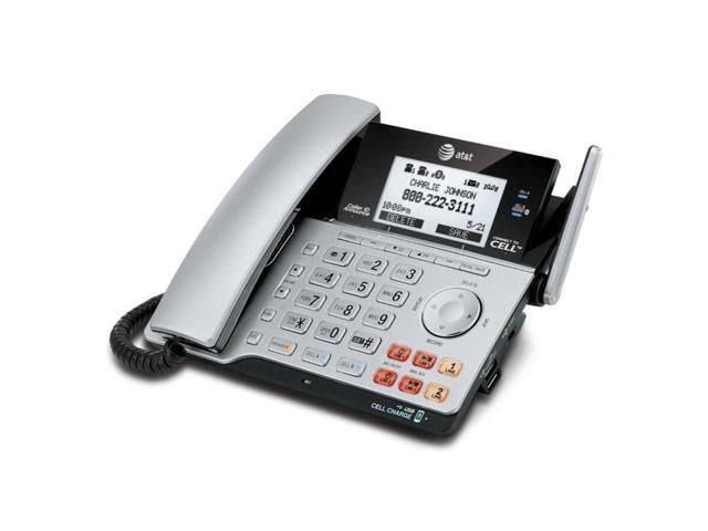 AT&T - TL86103 DECT 6.0 2-Line Expandable Corded/Cordless Phone with Bluetooth Connect to Cell and Answering System - Silver/Black - image 7