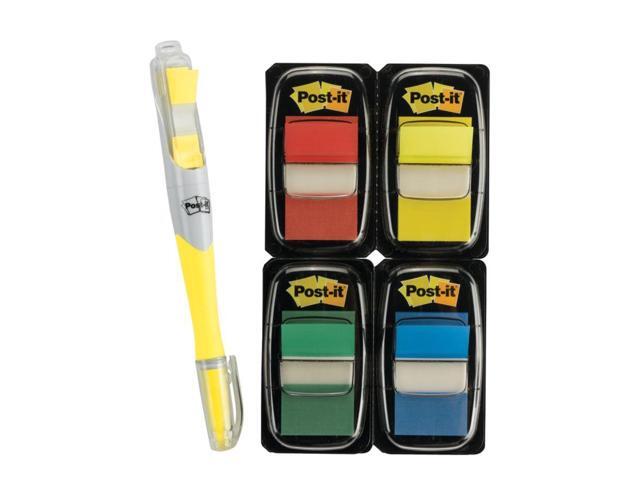 Post-it Page Flag Value Pack Assorted 200 1' Flags + Highlighter with 50 1/2'
