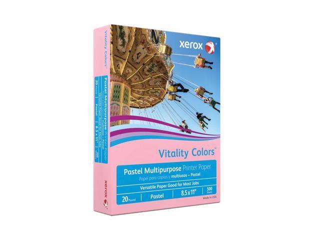 Xerox Vitality Colors Multi-Use Printer Paper, Letter Size (8-1/2' x 11'), 20 Lb, 30% Recycled, Pink, Ream Of 500 Sheets