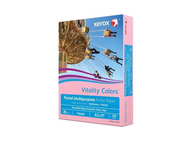 Xerox Vitality Colors Multi-Use Printer Paper, Letter Size (8-1/2' x 11'), 20 Lb, 30% Recycled, Pink, Ream Of 500 Sheets