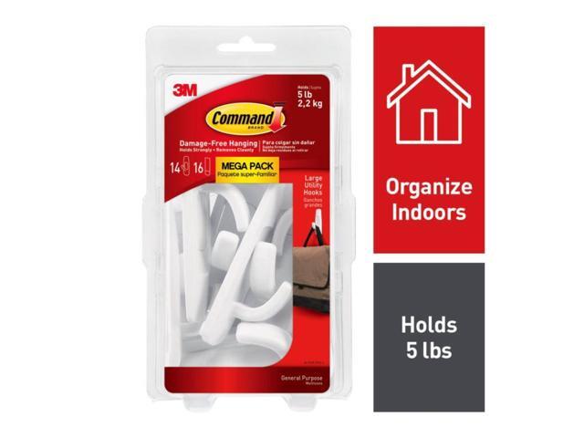 3M Command Mega Pack Utility Hooks, Large, White, Pack Of 14 Hooks