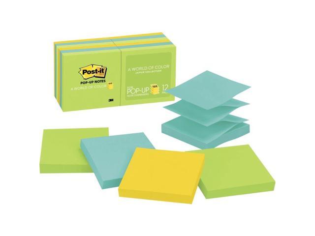 3M R33012AU Pop-Up Note Refills 3 x 3 Five Ultra Colors 12 100-Sheet Pads Pack