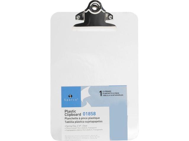 Business Source Clipboard Plastic w/Spring Clip 6'x9' Clear 01858