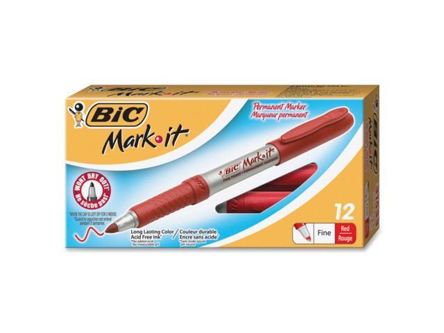 Mark-It Permanent Markers, Fine Point, Rambunctious Red, Dozen