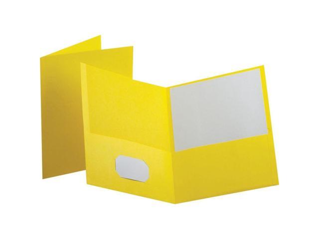 Oxford Twin-Pocket Folder Embossed Leather Grain Paper Yellow 25/Box 57509