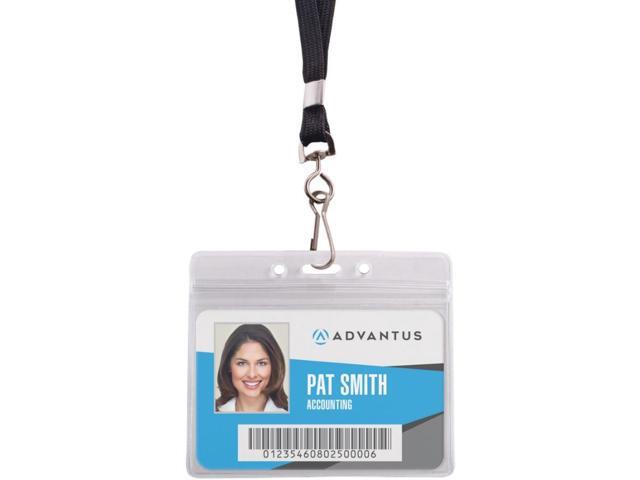 Advantus ID Holder/Lanyard Combo Pack - Horizontal - Vinyl - 20 / Pack - Black/Clear AVT91132