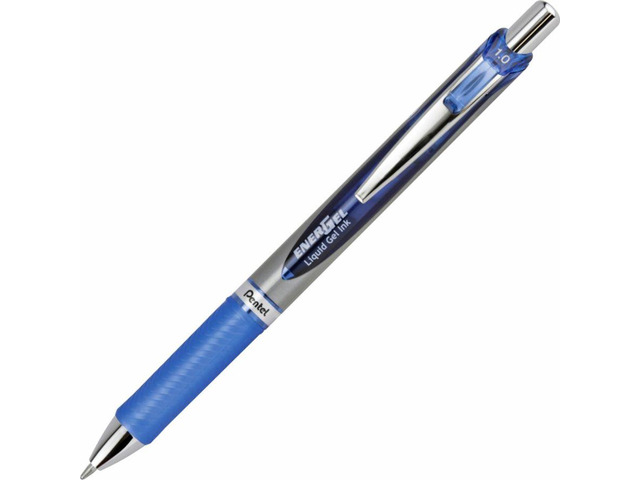 Pentel EnerGel RTX Retractable Liquid Gel Pen 1 mm Black/Gray Barrel Blue Ink BL80C