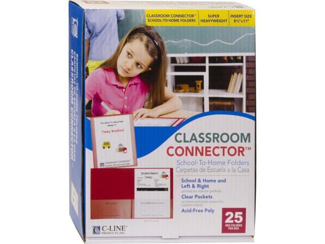 C-Line Classroom Connector Folders 9'x11-3/4' 25/BX Red 32004