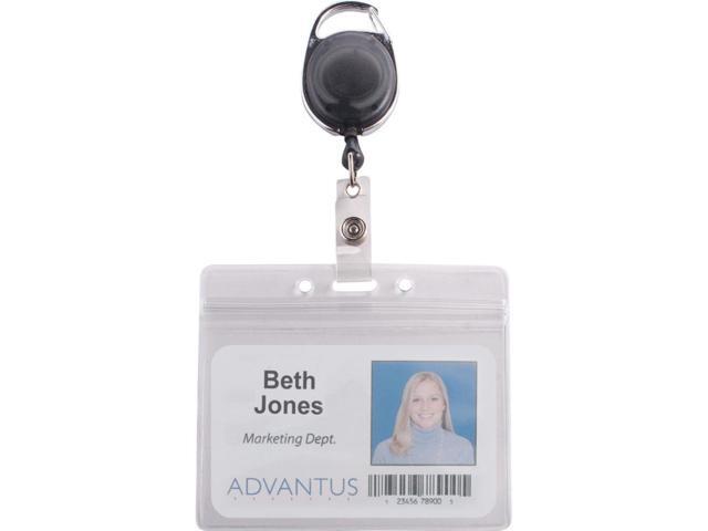 Advantus Badge Reel Holder Combo Pack - Horizontal - Vinyl - 10 / Pack - Black/Clear AVT91130