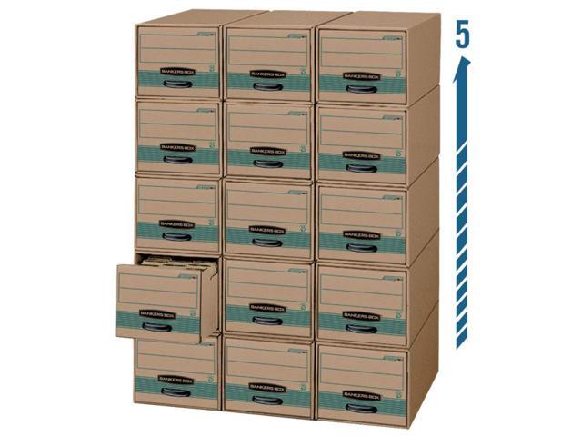 Fellowes 1231201 Super Stor/Drawer Steel Plus Storage Box, Legal, Kraft/Green, 6/Carton