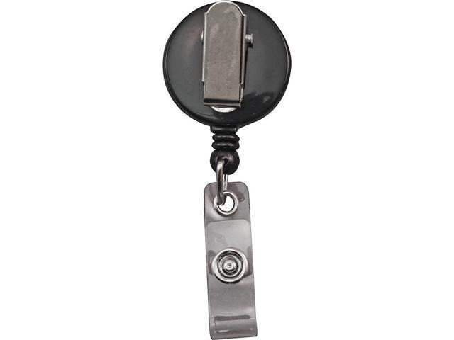 Advantus Snap Clip Retractable ID Reel - 12 / Pack - Black