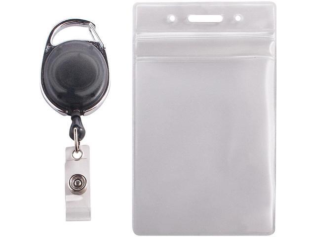 Advantus Badge Reel Holder Combo Pack - Vinyl - 10 / Pack - Black/Clear AVT91129