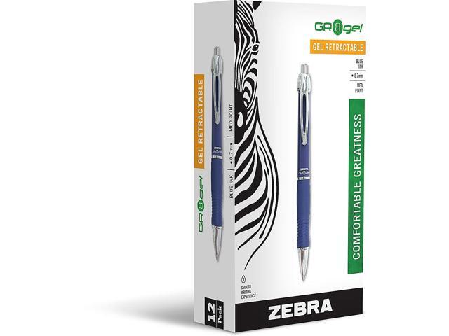 Zebra GR8 Retractable Gel Pen Blue nk Medium Dozen 42620