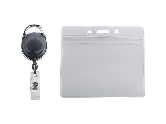 Advantus Badge Reel Holder Combo Pack - Horizontal - Vinyl - 10 / Pack - Black/Clear AVT91130
