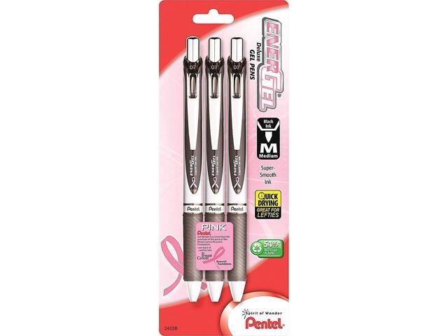 Pentel Gel Pens Retractable Med Pt 3/PK SRPK Barrel/Black Ink BL77ABP3ABC