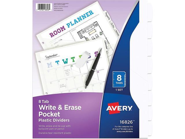 Avery Dividers Plastic 8 Erasable Tabs Letter-size 1 Set 16826