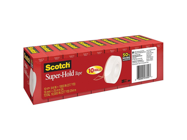 3M Tape Extra Adhesive 3/4'x1000' 10 Rolls/PK Clear 700K10