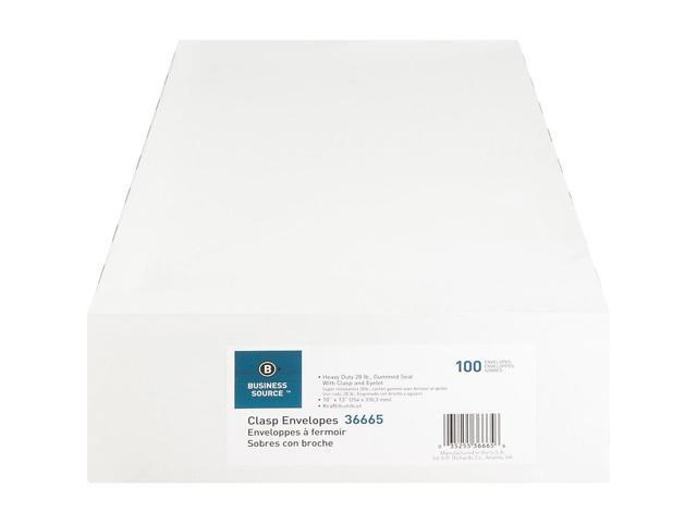 Business Source 36665 Heavy-Duty Clasp Envelope, Clasp - #97 (10' x 13') - 28 lb - Kraft - 100/Box, 1 Box