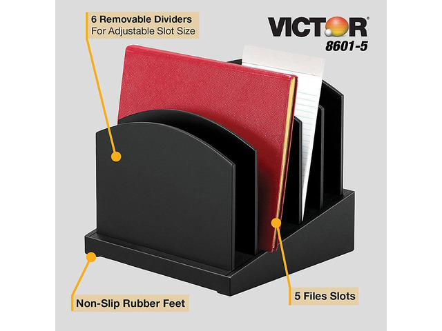 VICTOR TECHNOLOGY 8601-5 Incline Sorter, Black, Wood, 9 1/2 in W, 9 1/2 in L, 9