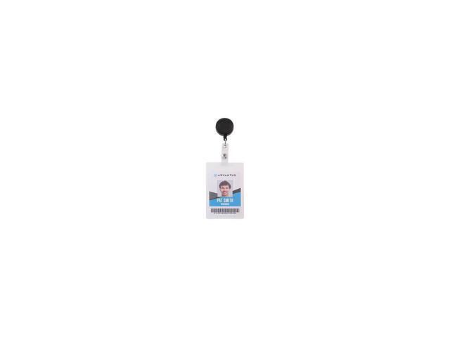 Advantus Snap Clip Retractable ID Reel - 12 / Pack - Black
