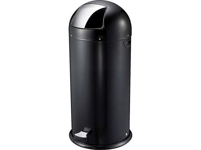 Genuine Joe Round-Top Pedal Receptacle Bin - Steel - Black