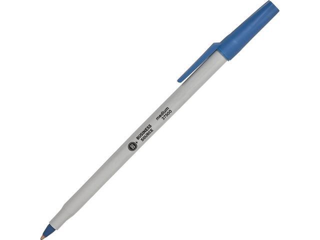 Business Source Ballpoint Stick Pens Med Pt Lt Gray Barrel/ Blue Ink 37500