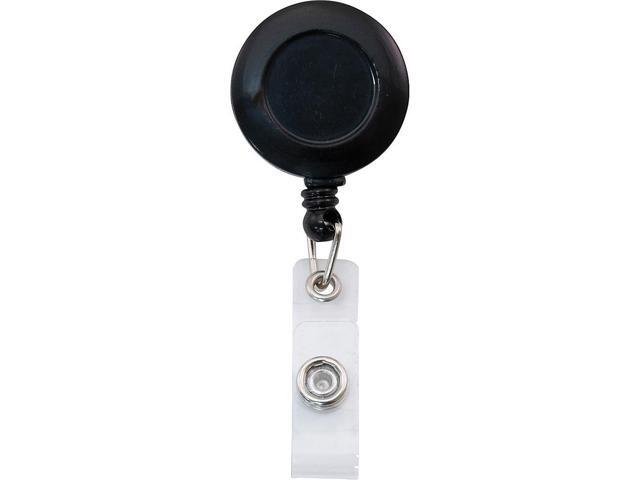 Advantus Snap Clip Retractable ID Reels, Black, Pack Of 25