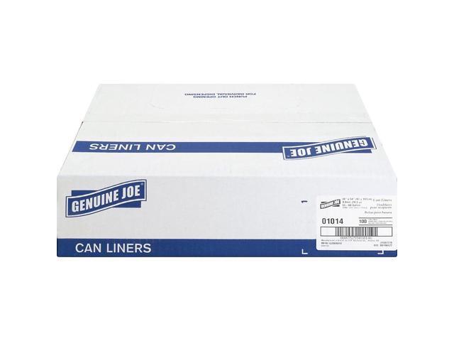 Genuine Joe Trash Can Liner 55-60 Gallon .8Mil 38'x58' 100/BX Clear 01014
